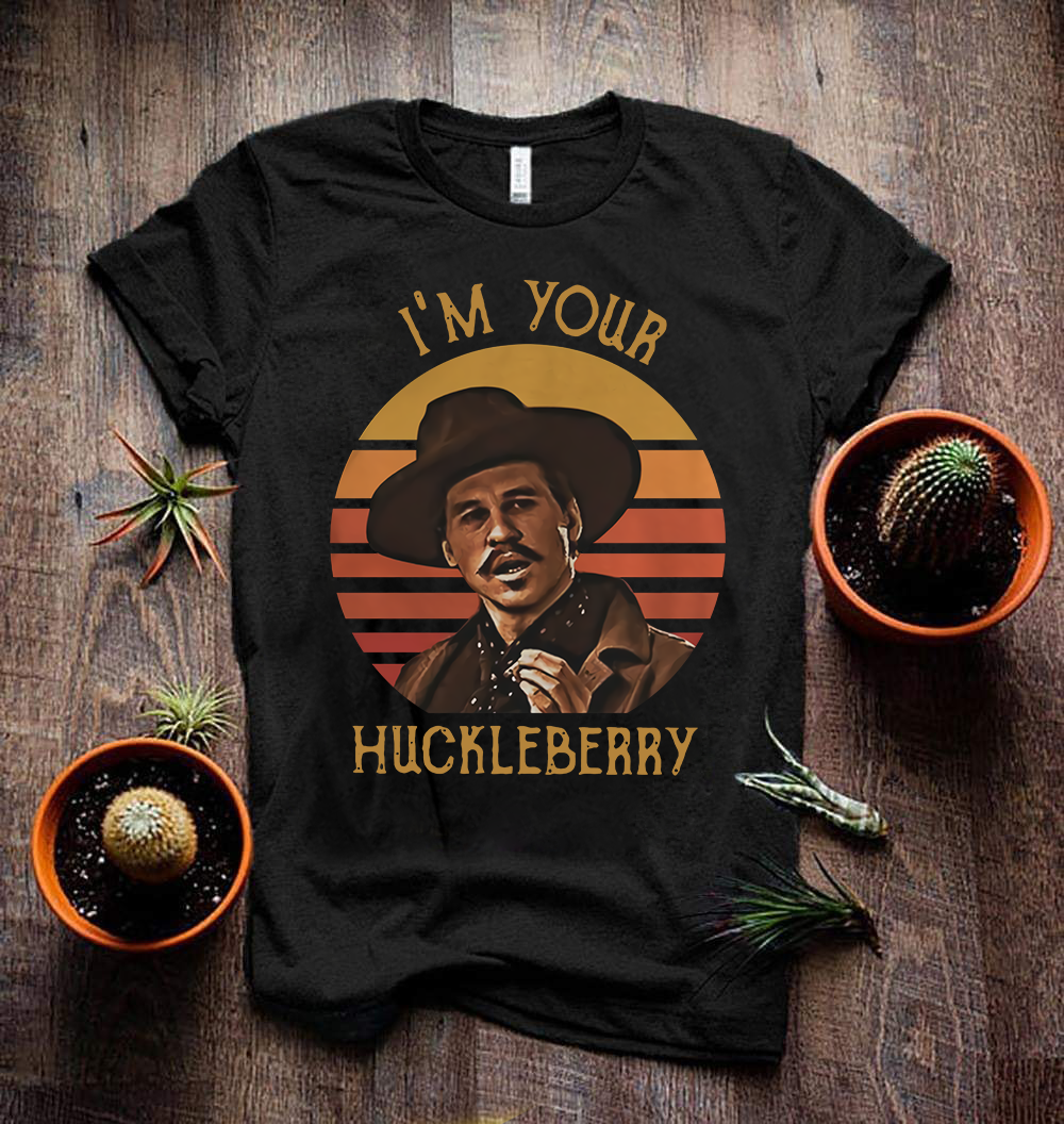 Doc Holliday Tombstone I’m Your Huckleberry Vintage Men's Cotton Black T-Shirt