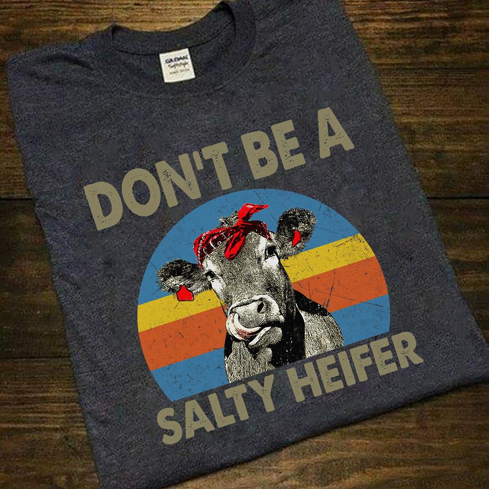 Don't Be A Salty Heifer Retro Vintage Women's T-Shirt Size S-5XL