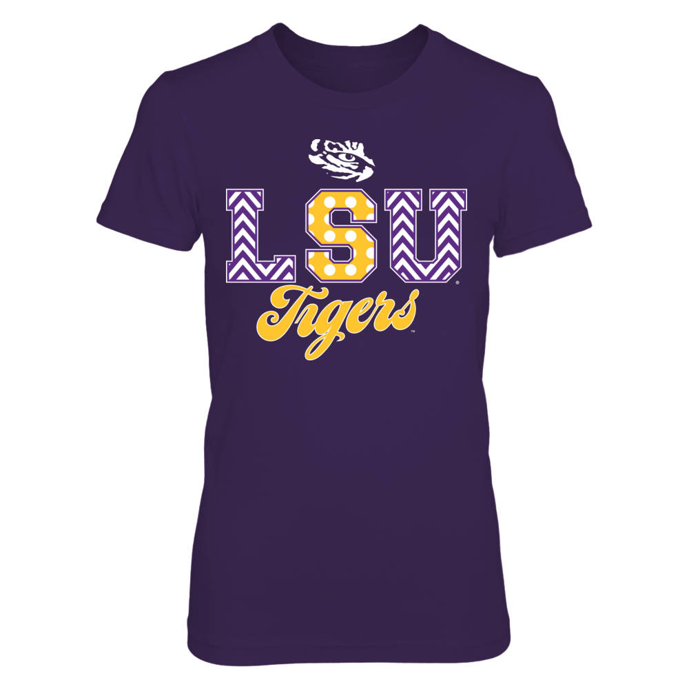 Lsu Tigers T-shirt For Women - Patterned Letters - Gildan Women's T-shirt - Louisiana - Free Shipping - Officially Licensed Sports Apparel